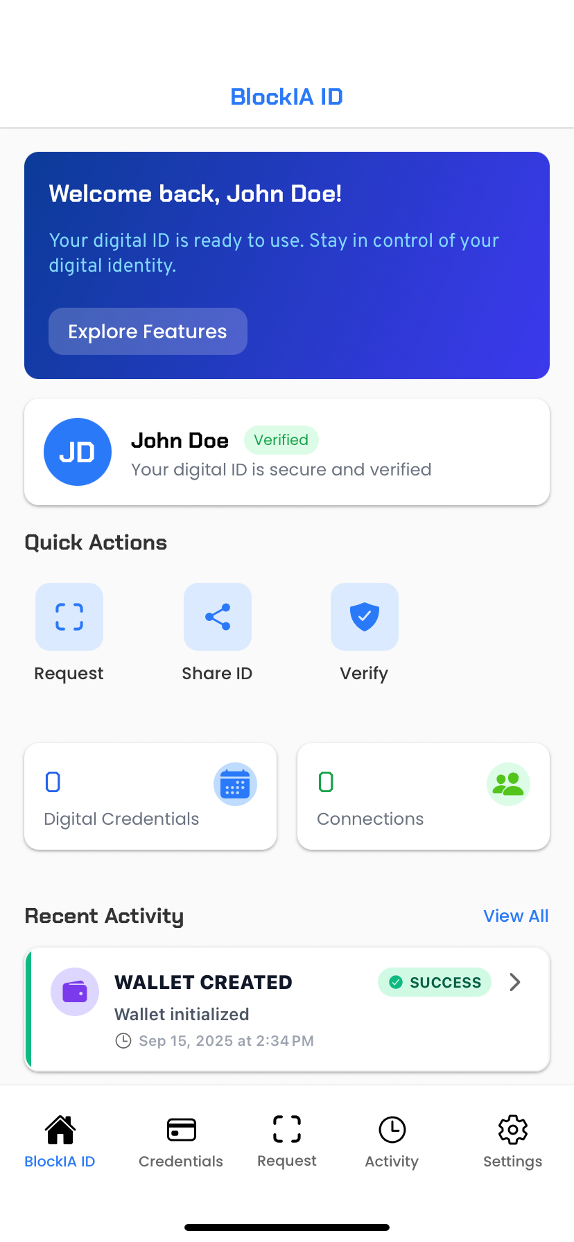 Blockia ID App Screenshot